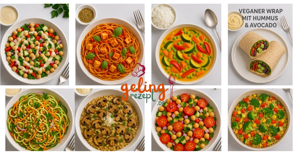 verschiedene vegane, schnelle, gesunde und einfache Rezepte.